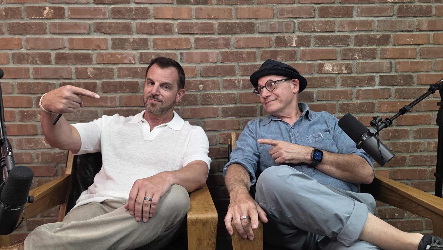 Patrick Ganino and Pierre Finkelstein sitting together for a recording session